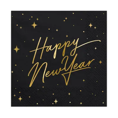 Nyårsfest Servetter Svart 20-pack