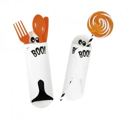 Omslag till godis eller servetter/bestick - spöken 8-pack