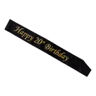 Ordensband Happy 20th Birthday Svart/Guld