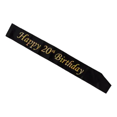 Ordensband Happy 20th Birthday Svart/Guld