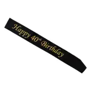 Ordensband Happy 40th Birthday Svart/Guld