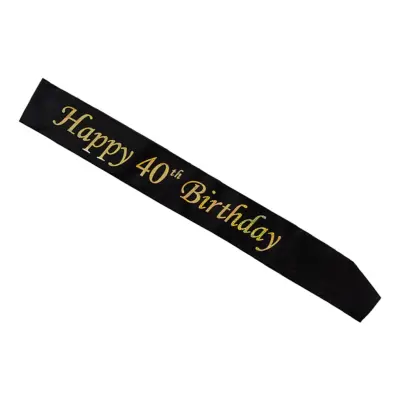 Ordensband Happy 40th Birthday Svart/Guld
