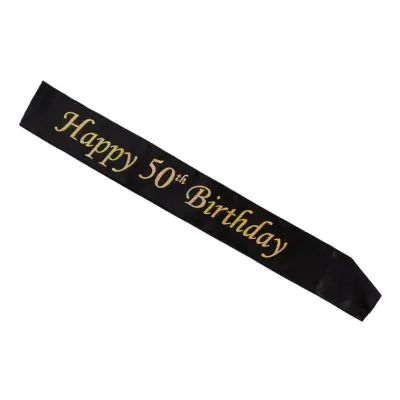 Ordensband Happy 50th Birthday Svart/Guld