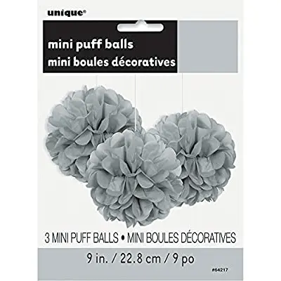 Pappers-puff mini silver 3-pack, 23 cm