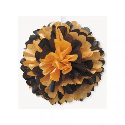 Pappers-puff orange och svart 40 cm