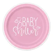 Pappersassietter Baby Shower Rosa - 8-pack