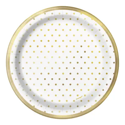 Pappersassietter Guld Metallic Polka Dot - 8-pack