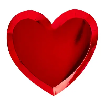 Pappersassietter Hjärta Röd Metallic - 8-pack