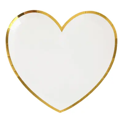 Pappersassietter Hjärtformade Vit/Guld - 10-pack