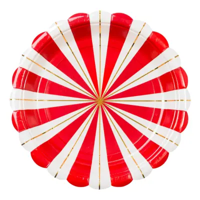 Pappersassietter Röd/Vit Randiga - 8-pack