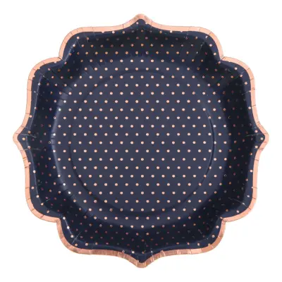 Pappersassietter Prickiga Navy/Roséguld - 10-pack