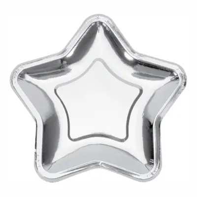Pappersassietter Stjärna Silver Metallic - 6-pack