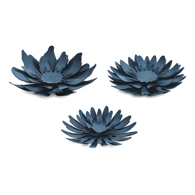Pappersdekorationer Blommor Marinblå - 3-pack