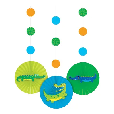 Pappersfjädrar Alligator Party - 3-pack