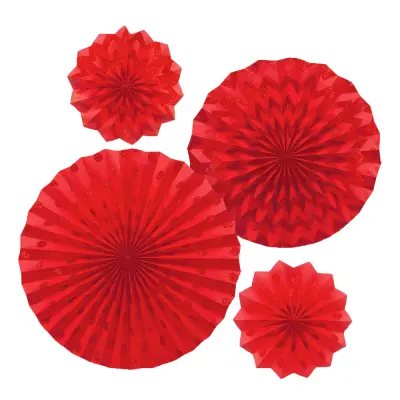 Pappersfjädrar Röd Glitter - 4-pack