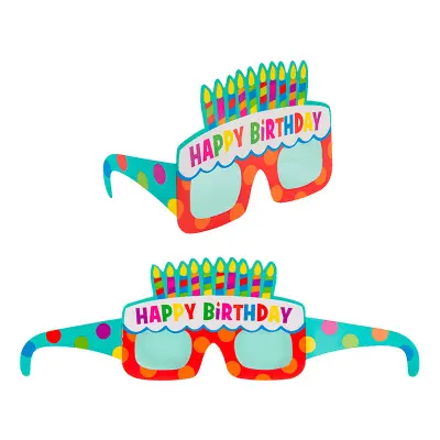 Pappersglasögon Happy Birthday - 4-pack