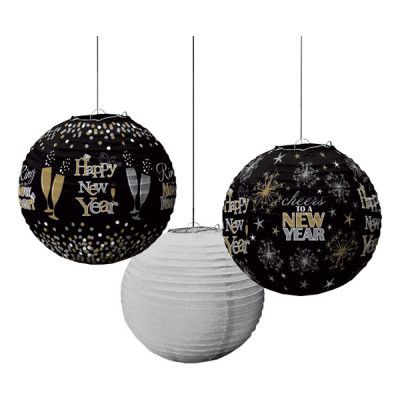 Papperslyktor Happy New Year - 3-pack