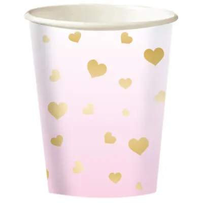 Pappersmugg Rosa Fade 1 Års Kalas 8-pack