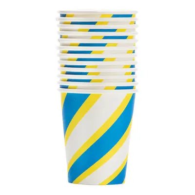 Pappersmuggar Blå/Gul/Vit Twist - 12-pack