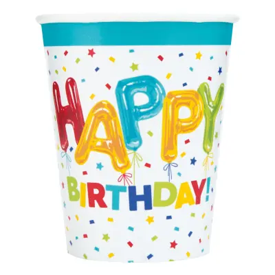 Pappersmuggar Happy Birthday - 8-pack