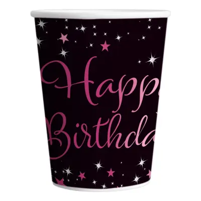 Pappersmuggar Happy Birthday Rosa - 8-pack