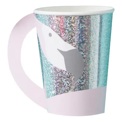 Pappersmuggar med Handtag Flamingo - 8-pack