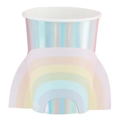 Pappersmuggar med Regnbåge Pastell - 8-pack