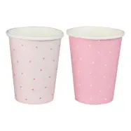 Pappersmuggar Polka Dot Rosa - 8-pack