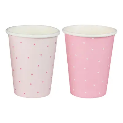 Pappersmuggar Polka Dot Rosa - 8-pack