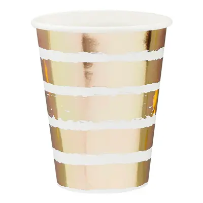 Pappersmuggar Randiga Guld Metallic - 10-pack