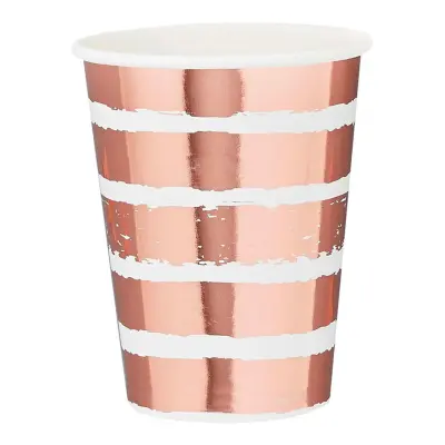 Pappersmuggar Randiga Roséguld Metallic - 10-pack