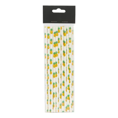 Papperssugrör Ananasmotiv - 20-pack