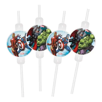 Papperssugrör Avengers Medallion - 4-pack