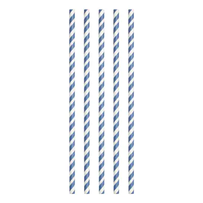 Papperssugrör Blå/Vit Randiga - 20-pack