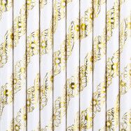 Papperssugrör Blommor Guld Metallic - 10-pack