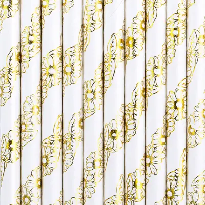 Papperssugrör Blommor Guld Metallic - 10-pack