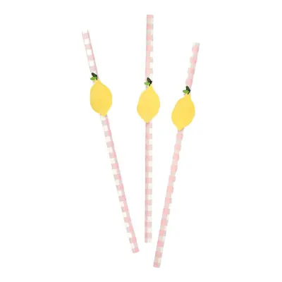 Papperssugrör Citroner - 20-pack