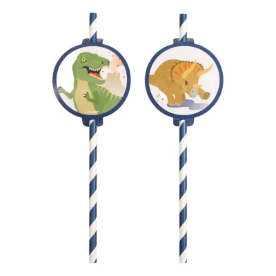 Papperssugrör Dinosaurier - 8-pack