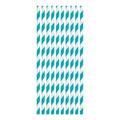 Papperssugrör Grönblå Randiga - 10-pack