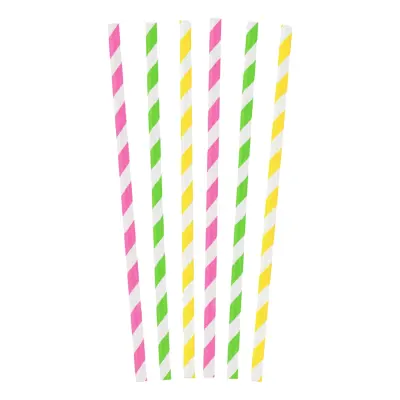 Papperssugrör Flerfärgade Randiga - 12-pack