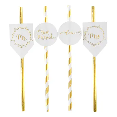 Papperssugrör Just Married - 8-pack