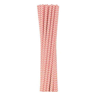 Papperssugrör Ljusrosa Chevron - 12-pack