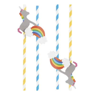 Papperssugrör med Enhörningar - 8-pack