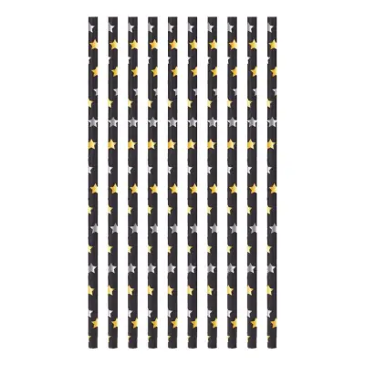 Papperssugrör med Guld- & Silverstjärnor - 10-pack