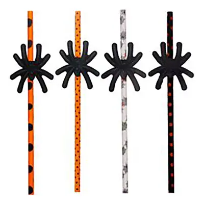 Papperssugrör med Spindlar - 4-pack