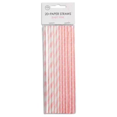 Papperssugrör Mix Ljusrosa 20-pack