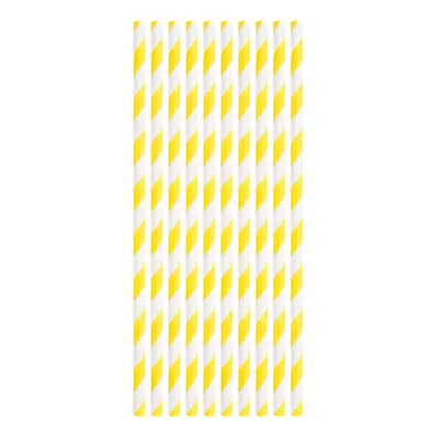 Papperssugrör Neongul Randiga - 10-pack