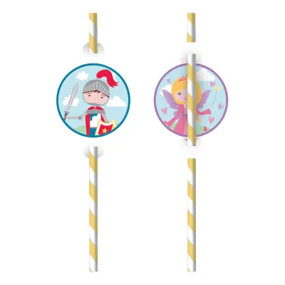 Papperssugrör Princess&Knight - 8-pack