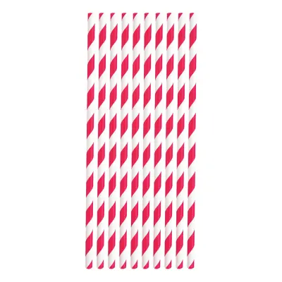 Papperssugrör Röd Randiga - 10-pack