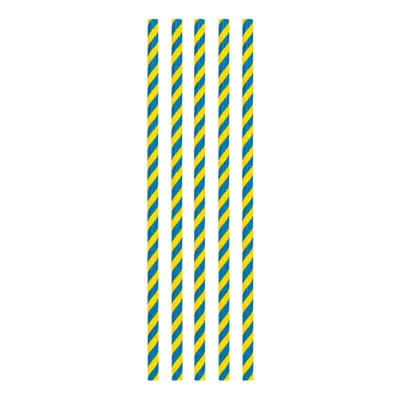 Papperssugrör Randiga Blå/Gul - 20-pack